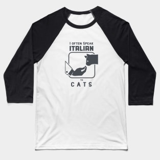 Funny Italian hand gesture and a cat, dark ink Baseball T-Shirt